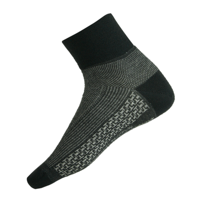 Side shot of Humphrey Law 27B low cut ankle merino wool hiking sock in black