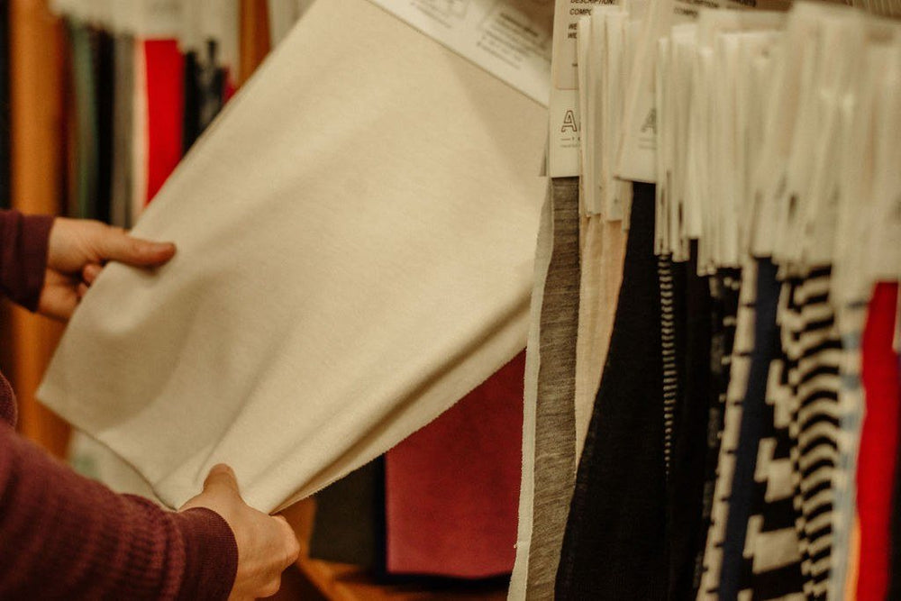 Checking merino fabric by hand