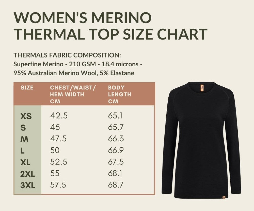 Thermals size chart